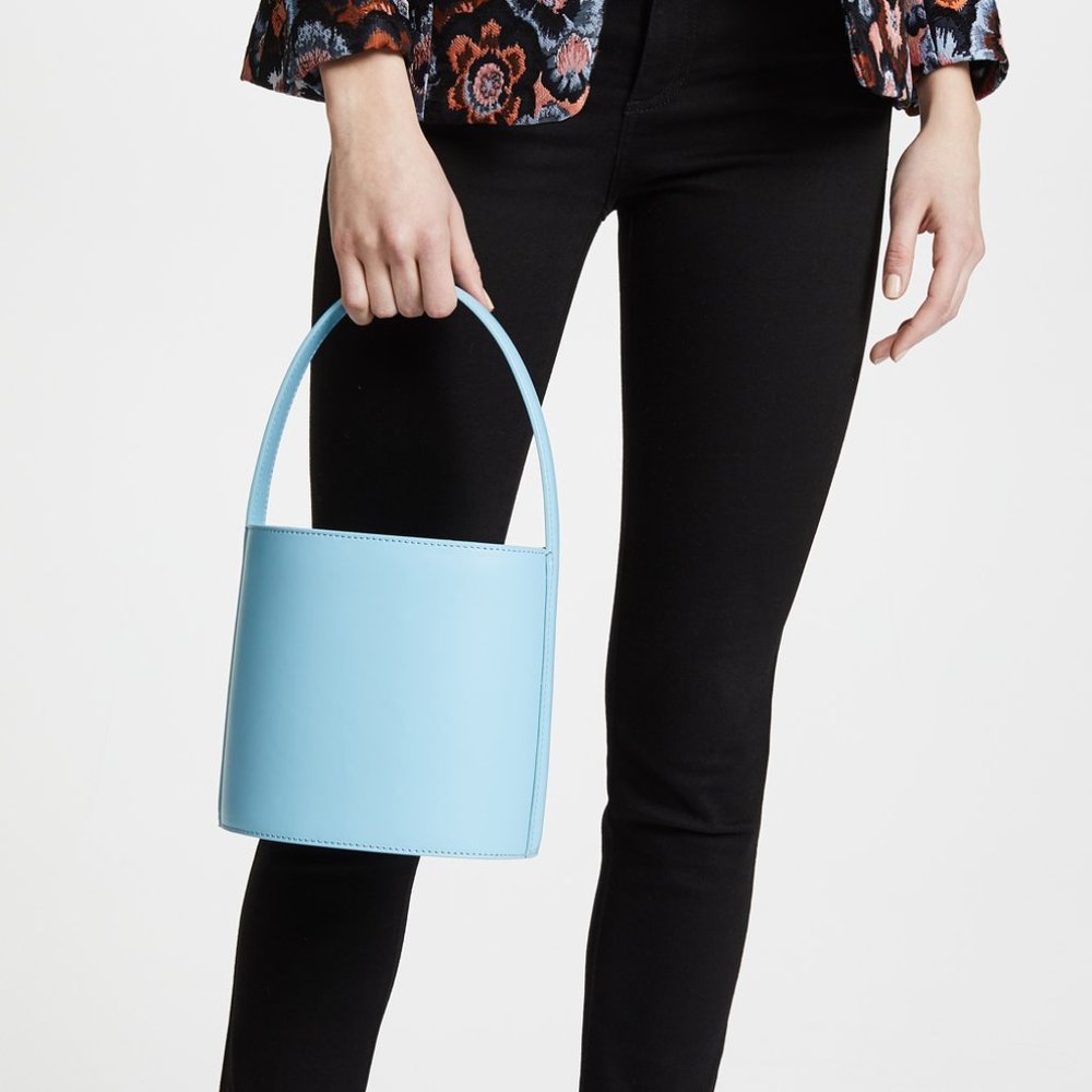 STAUD - Blue Bissett Leather Bucket Bag - Picture 4 of 7